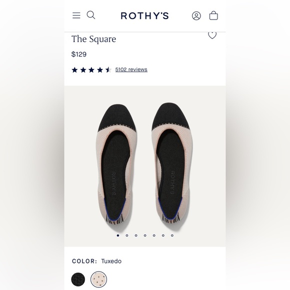 NWOB new never worn rothys square toe flats in rosewater rare sz 6.5 fits like 6 - Picture 13 of 16